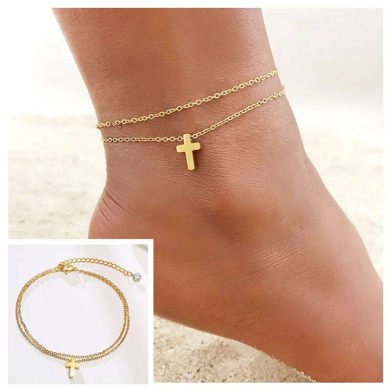 KIMLUD, Stainless Steel Women Chain Anklet Summer Chevron Snake Ankle Foot Bracelet Gift for Her, JC-057, KIMLUD Womens Clothes