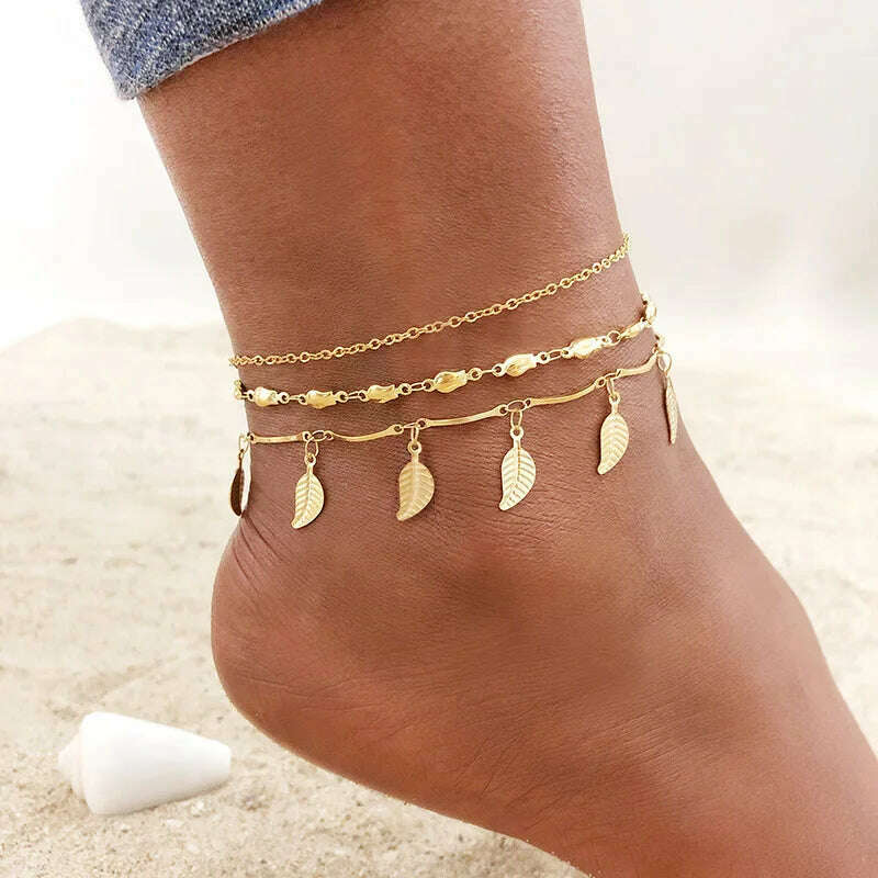 KIMLUD, Stainless Steel Women Chain Anklet Summer Chevron Snake Ankle Foot Bracelet Gift for Her, JC-046-049-058, KIMLUD Women's Clothes
