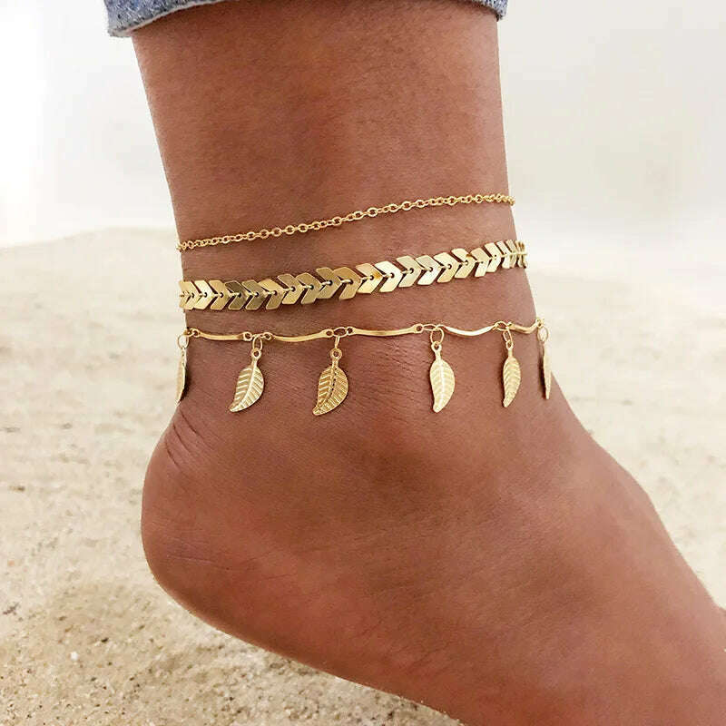 KIMLUD, Stainless Steel Women Chain Anklet Summer Chevron Snake Ankle Foot Bracelet Gift for Her, JC-049-058-061, KIMLUD Womens Clothes