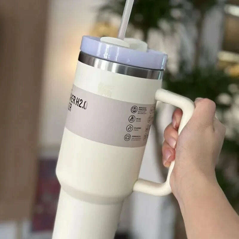 KIMLUD, Stanley 30oz/40oz Insulated Tumbler With Lid and Straws Stainless Steel Coffee Tumbler with Handle Vacuum Leak Proof Coffee Cup, KIMLUD Womens Clothes