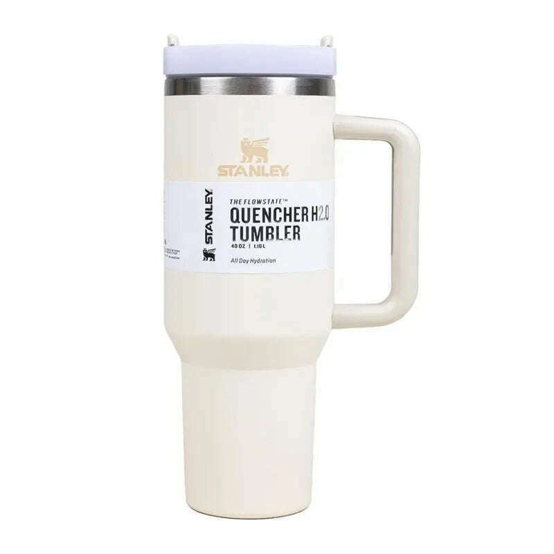 KIMLUD, Stanley 30oz/40oz Insulated Tumbler With Lid and Straws Stainless Steel Coffee Tumbler with Handle Vacuum Leak Proof Coffee Cup, 30oz-887ML / Cream White, KIMLUD APPAREL - Womens Clothes