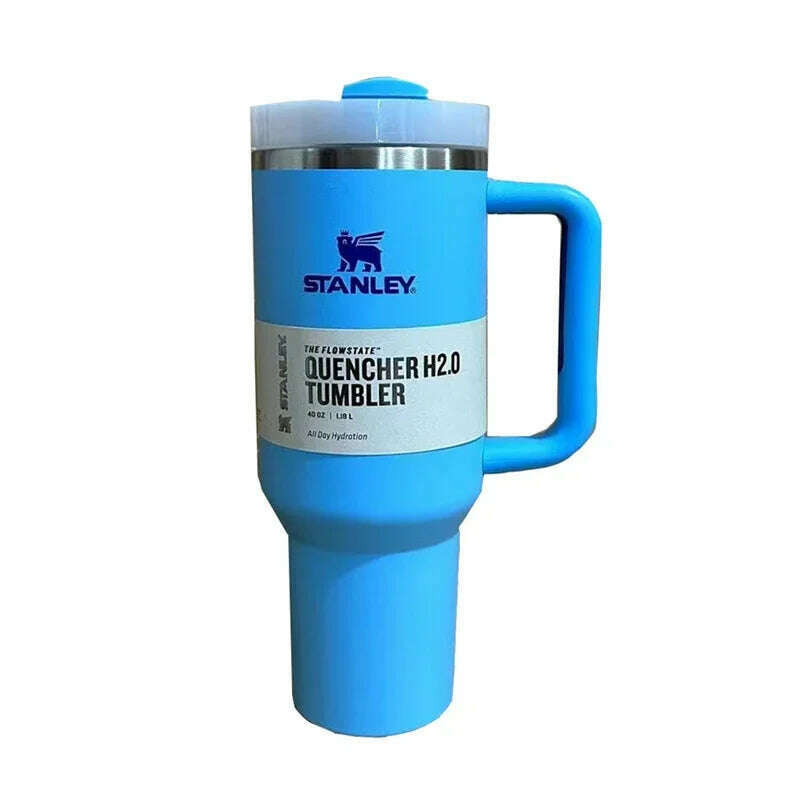 KIMLUD, Stanley 30oz/40oz Insulated Tumbler With Lid and Straws Stainless Steel Coffee Tumbler with Handle Vacuum Leak Proof Coffee Cup, 40oz-1.18L / Pool Blue, KIMLUD APPAREL - Womens Clothes