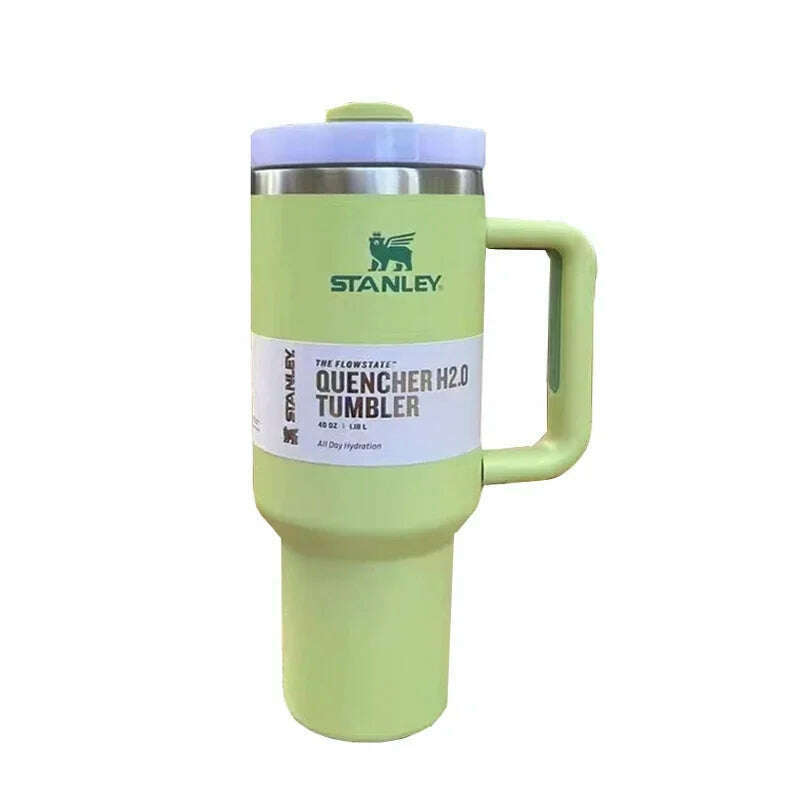 KIMLUD, Stanley 30oz/40oz Insulated Tumbler With Lid and Straws Stainless Steel Coffee Tumbler with Handle Vacuum Leak Proof Coffee Cup, 40oz-1.18L / Light Green, KIMLUD APPAREL - Womens Clothes