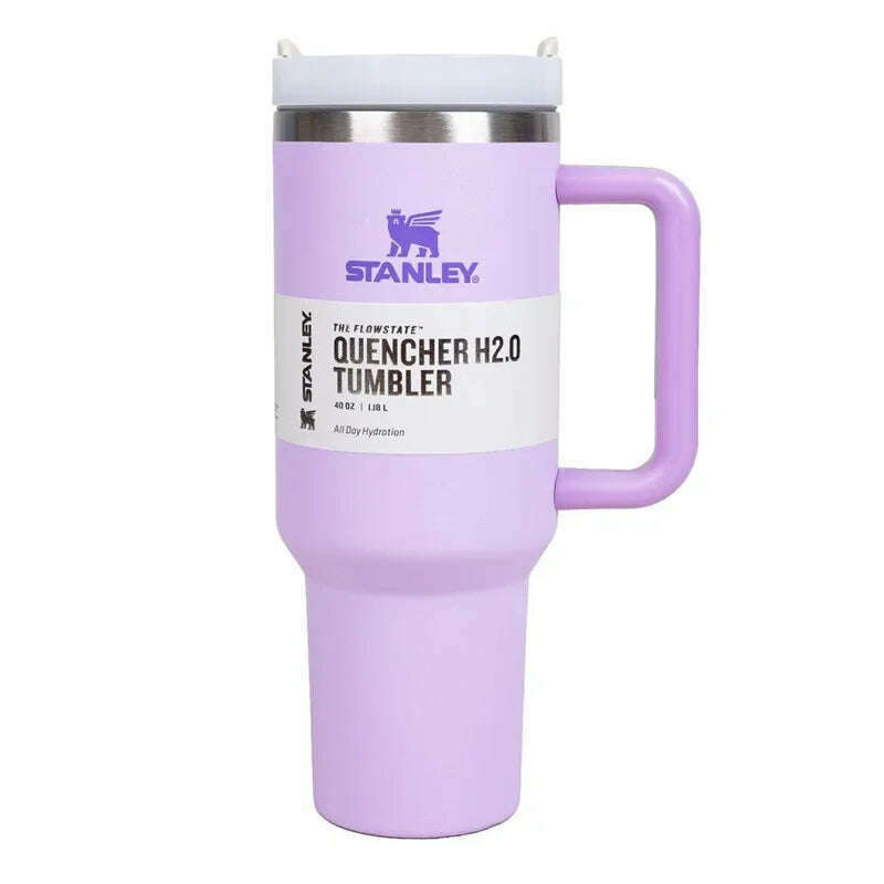KIMLUD, Stanley 30oz/40oz Insulated Tumbler With Lid and Straws Stainless Steel Coffee Tumbler with Handle Vacuum Leak Proof Coffee Cup, 40oz-1.18L / Purple, KIMLUD APPAREL - Womens Clothes