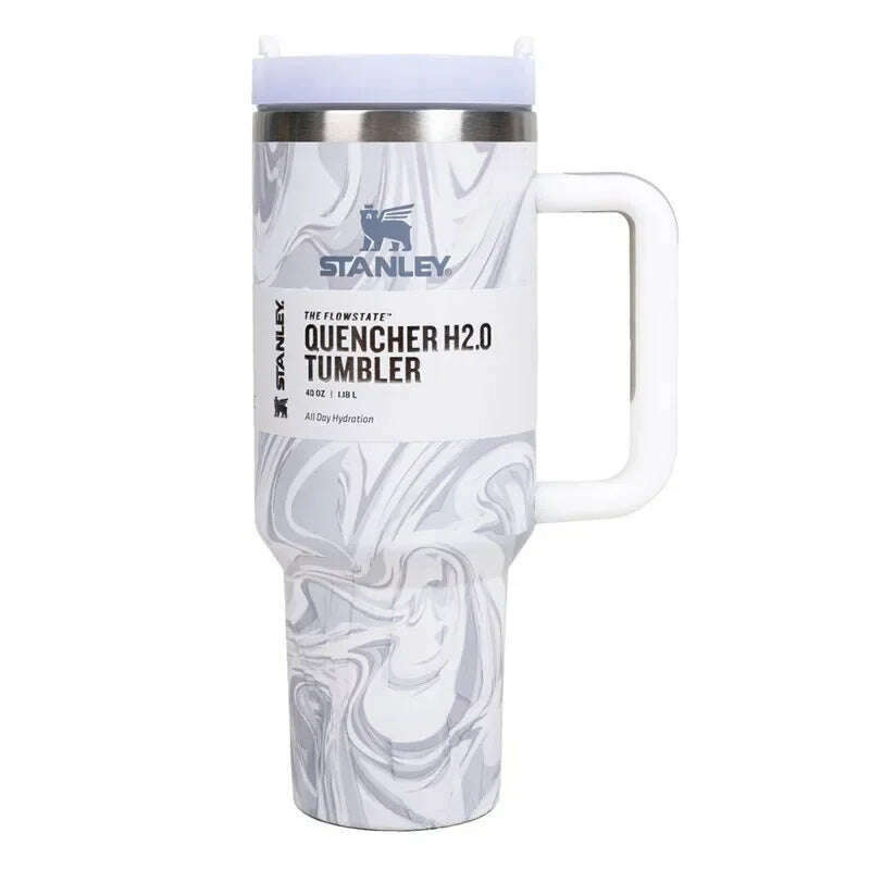KIMLUD, Stanley 30oz/40oz Insulated Tumbler With Lid and Straws Stainless Steel Coffee Tumbler with Handle Vacuum Leak Proof Coffee Cup, 40oz-1.18L / Polar Swirl, KIMLUD APPAREL - Womens Clothes