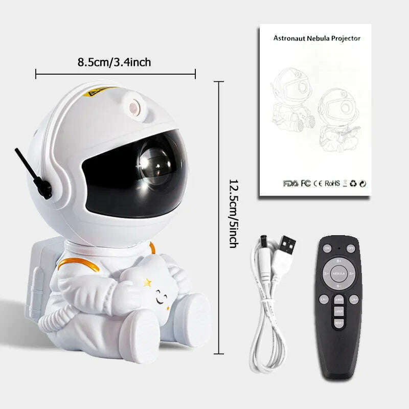Star Projector Galaxy Night Light Astronaut Space Projector Starry Nebula Ceiling LED Lamp for Bedroom Home Decorative kids gift, White A, KIMLUD Women's Clothes