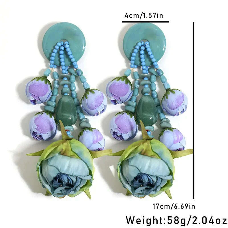 Statement Bohemian Style Simulation Rosebud Earrings For Women Girl Trendy Luxury Vintage Fairy Wedding Party Jewelry Accessoies