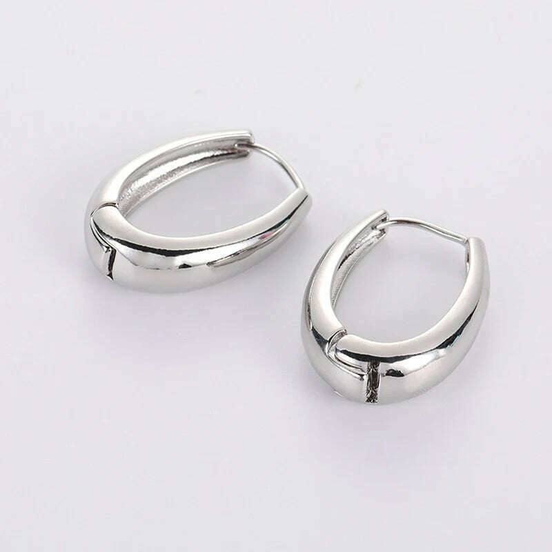 KIMLUD, Statement Minimalist Gold Silver Color Mixed Solid Heart Pendant Hoop Earrings Street Style Korean Fashion Jewelry, 618, KIMLUD APPAREL - Womens Clothes