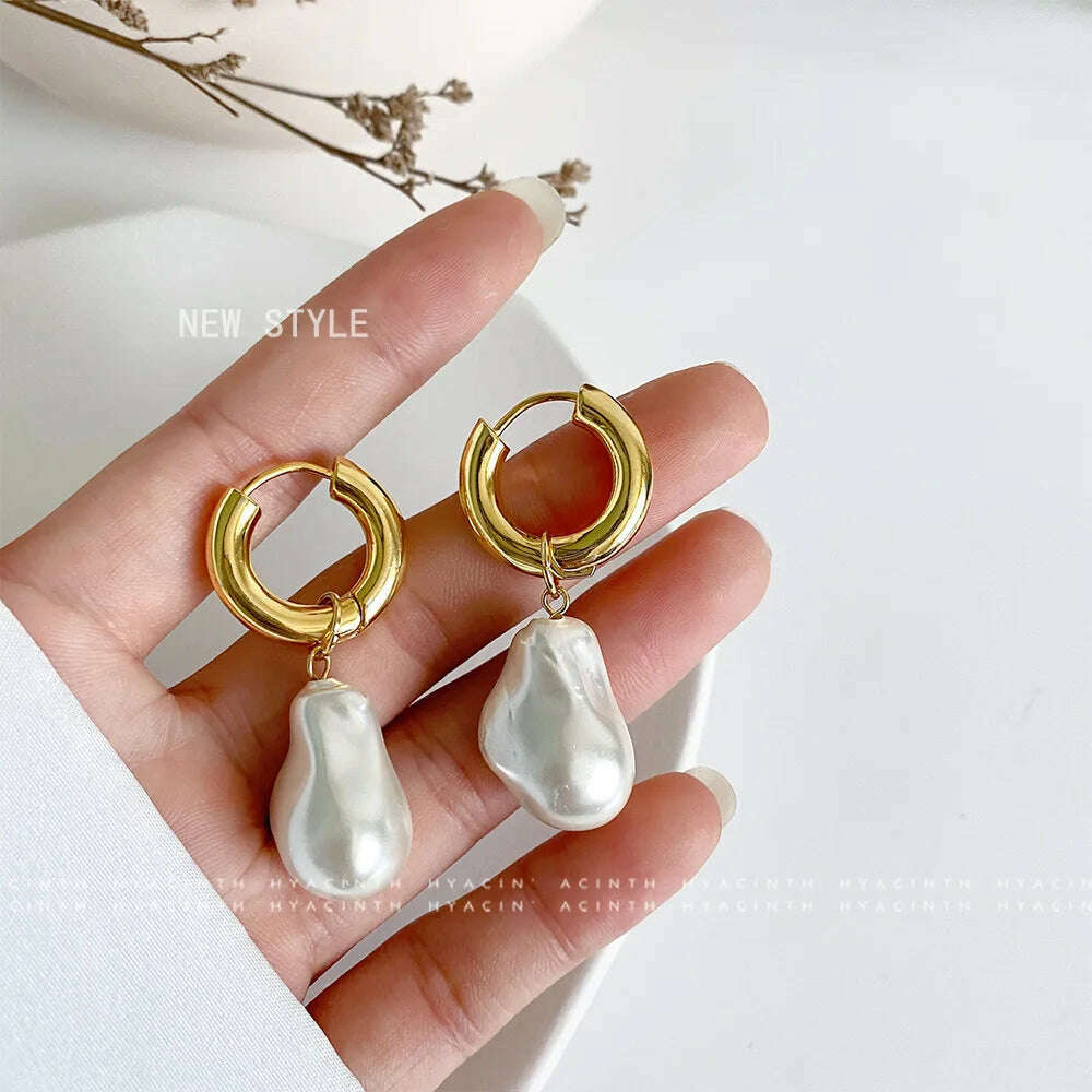 Statement Minimalist Gold Silver Color Mixed Solid Heart Pendant Hoop Earrings Street Style Korean Fashion Jewelry, 611, KIMLUD Women's Clothes