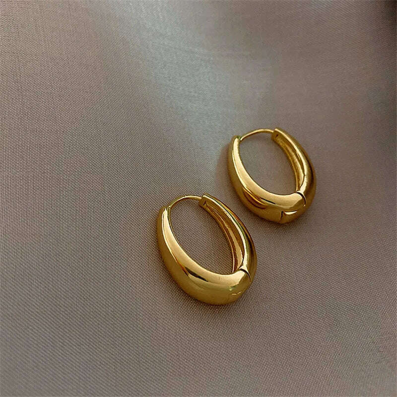Statement Minimalist Gold Silver Color Mixed Solid Heart Pendant Hoop Earrings Street Style Korean Fashion Jewelry, 617, KIMLUD Women's Clothes