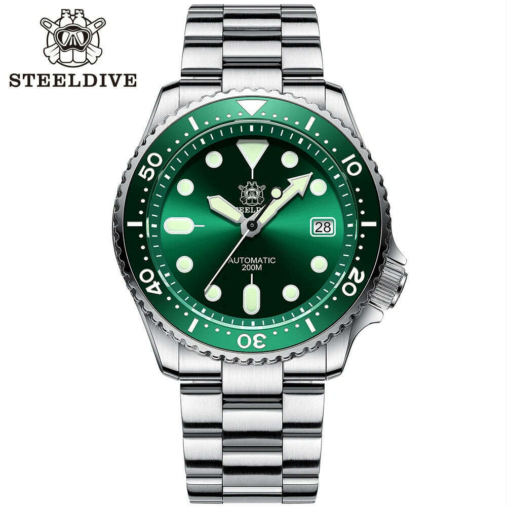 STEELDIVE SD1996 Men's Dive Watch NH35 Automatic Mechanical Men's Watch Luminous Ceramic Bezel Diver watch men watches Sapphire - KIMLUD