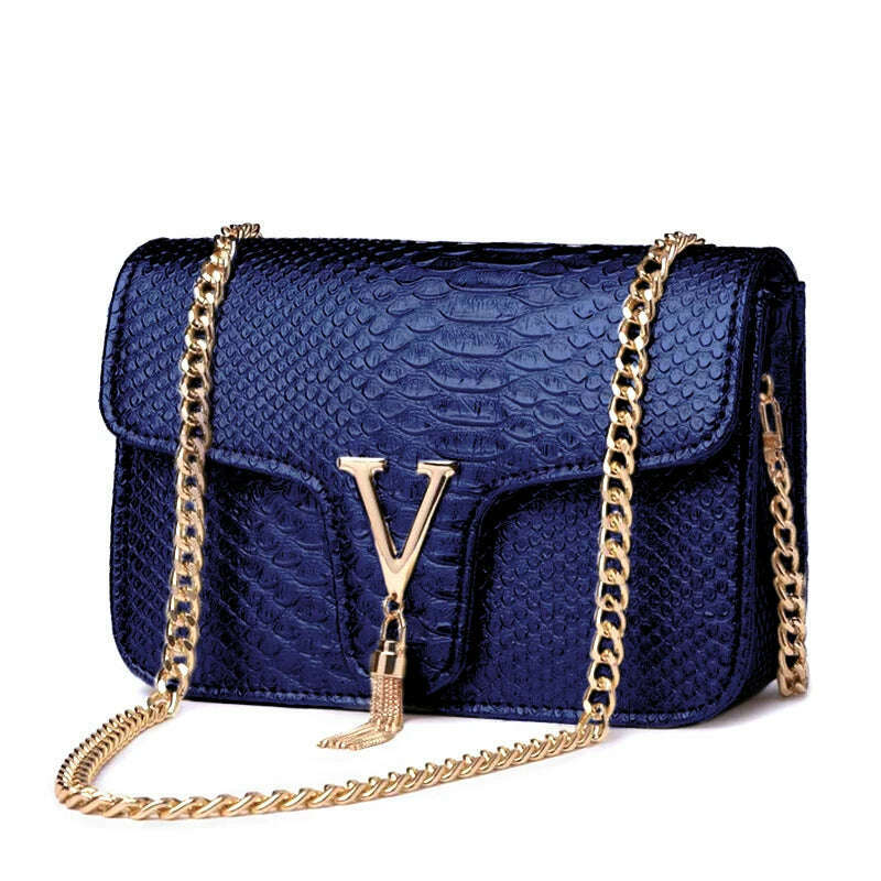KIMLUD, Stone Pattern Handbag Crocodile Leather Crossbody Bags For Women 2023 Luxury Brand Shoulder Messenger Bags Female Chain Handbags, KIMLUD Women's Clothes