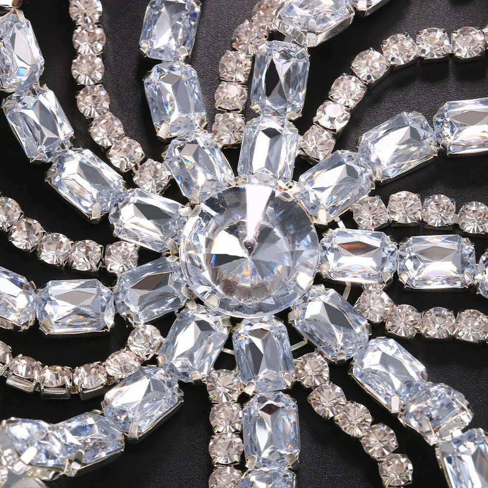 Stonefans Glitter Rhinestone Long Fringed Hair Chain Headband Hat Stage Performance for Women Headwear Headpiece Head Wig Chain - KIMLUD