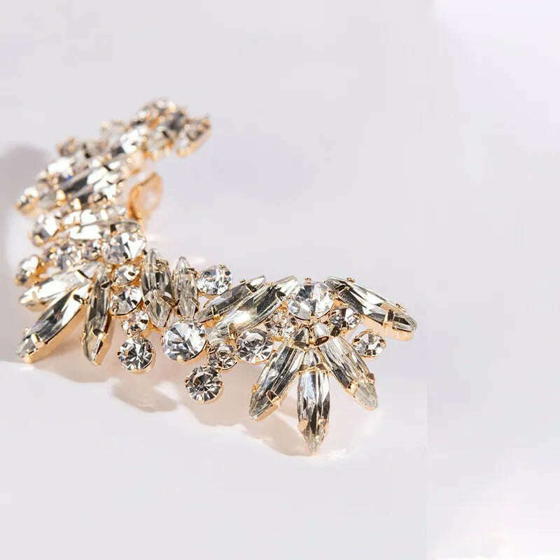 KIMLUD, StoneFans Luxury Ear Clips Earrings No Piercing for Women Crystal Jewelry One-pieces Fashion Trend Rhinestone Aesthetic Ear Cuff, KIMLUD Womens Clothes