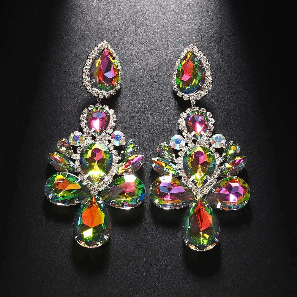 KIMLUD, Stonefans Purple Crystal Dangle Earrings for Women Studs  Wedding Free Shipping Water Drop Statement Rhinestone Earrings Jewelry, KIMLUD Women's Clothes