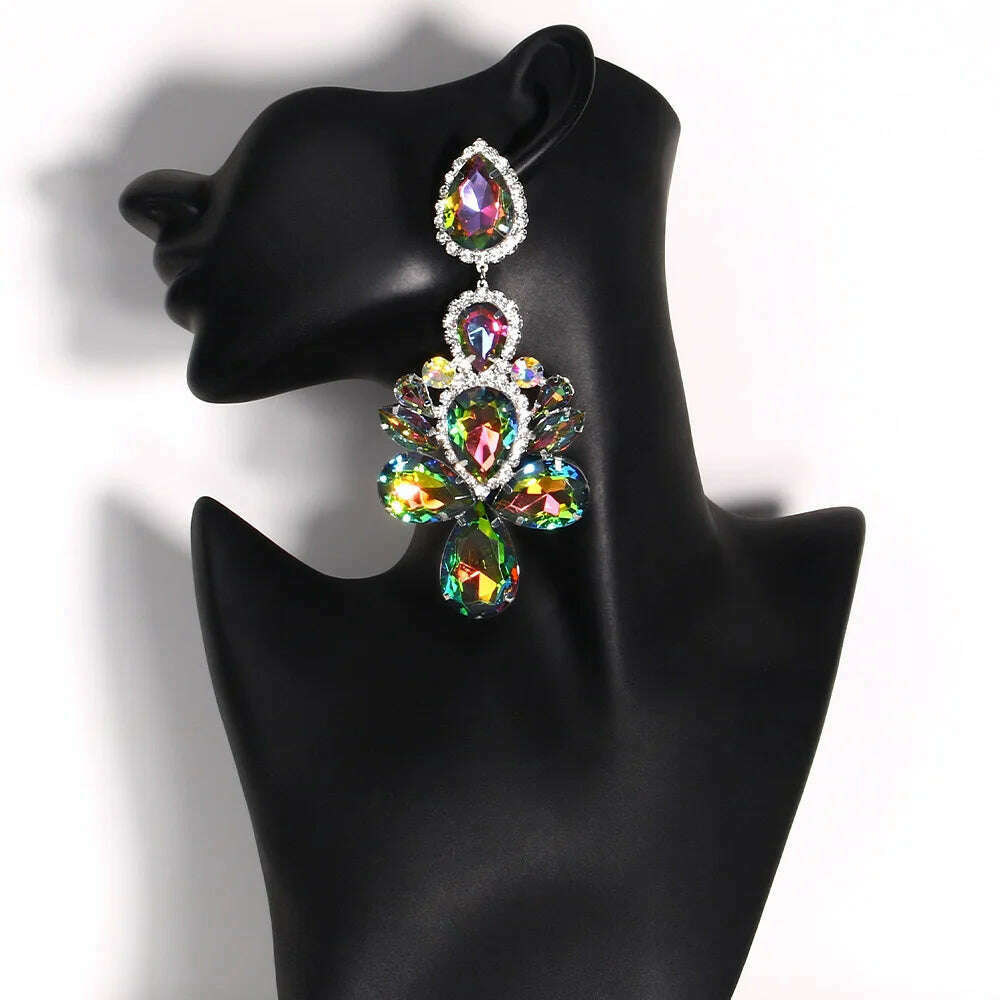 KIMLUD, Stonefans Purple Crystal Dangle Earrings for Women Studs  Wedding Free Shipping Water Drop Statement Rhinestone Earrings Jewelry, KIMLUD Women's Clothes