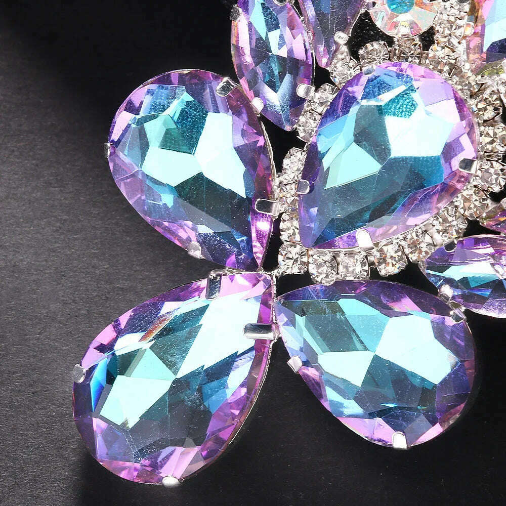 KIMLUD, Stonefans Purple Crystal Dangle Earrings for Women Studs  Wedding Free Shipping Water Drop Statement Rhinestone Earrings Jewelry, KIMLUD Womens Clothes