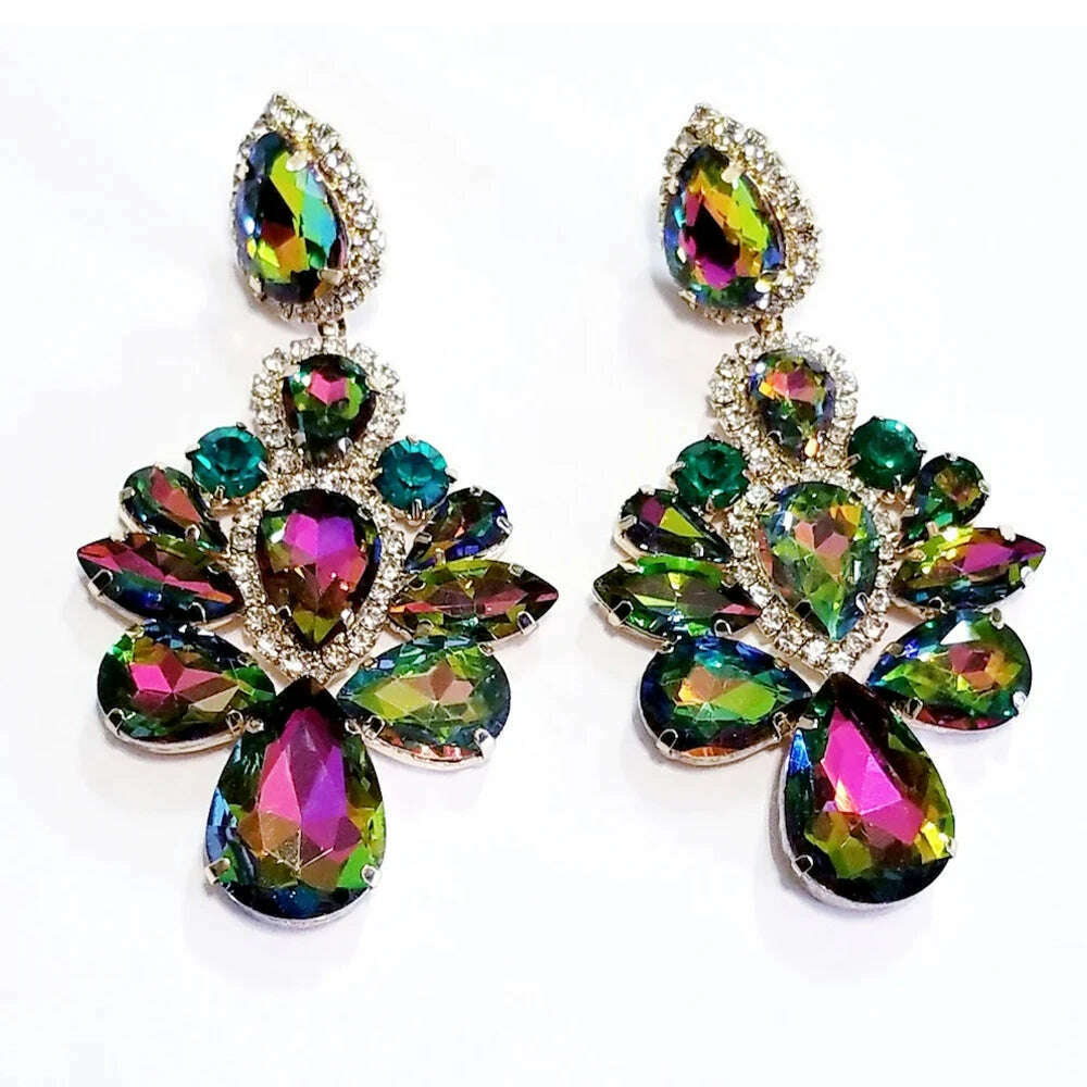 KIMLUD, Stonefans Purple Crystal Dangle Earrings for Women Studs  Wedding Free Shipping Water Drop Statement Rhinestone Earrings Jewelry, Colorful / CHINA / Silver, KIMLUD Women's Clothes