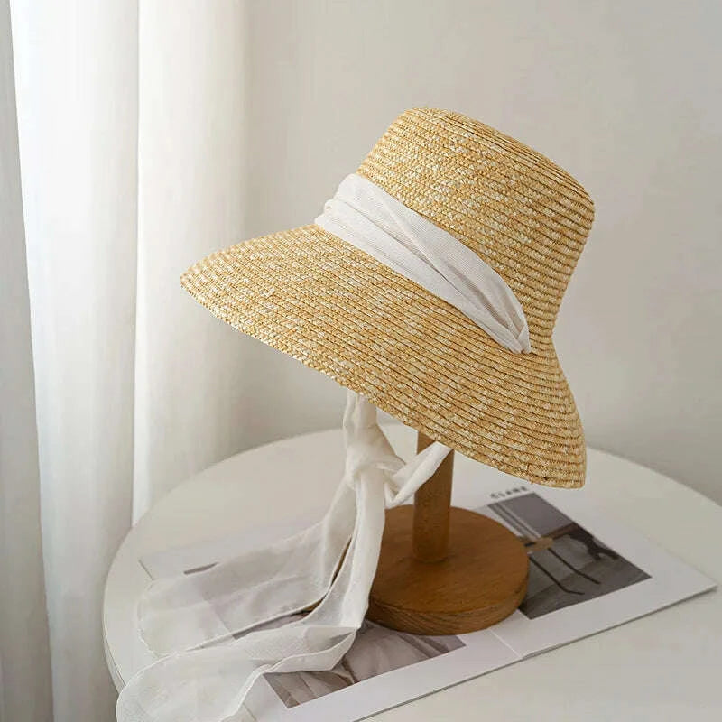 Straw summer hat Red  French elegant ladies seaside travel sun hat Hepburn style wide brim hat summer hat