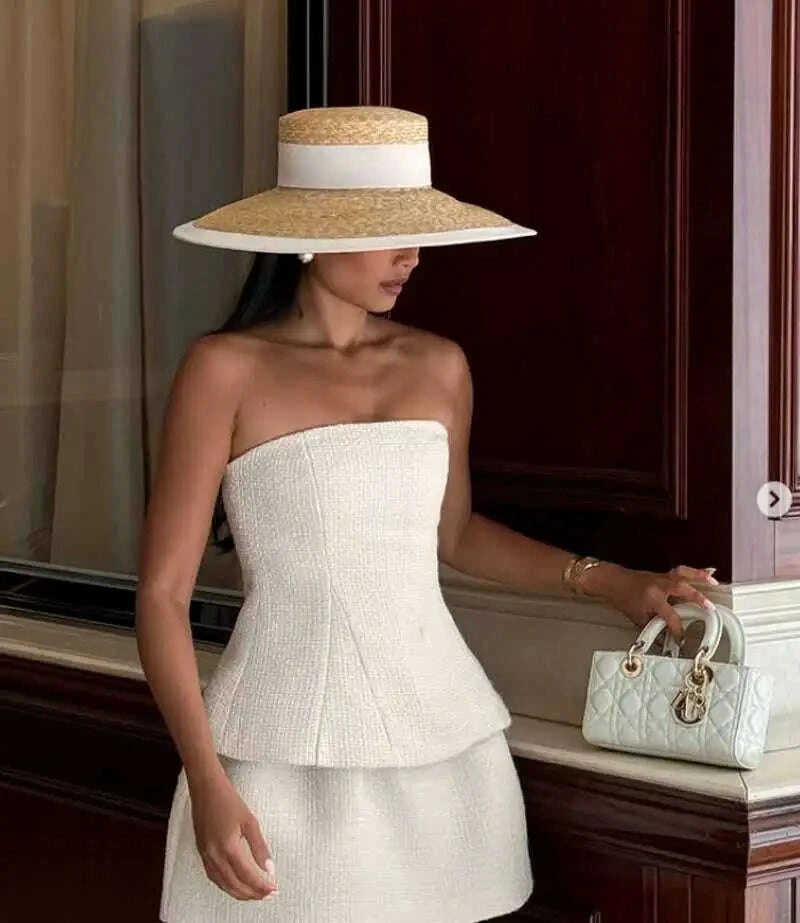 Straw summer hat Red  French elegant ladies seaside travel sun hat Hepburn style wide brim hat summer hat