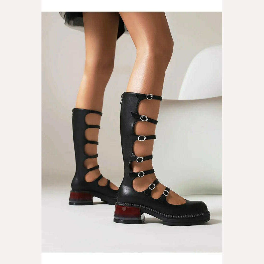 KIMLUD, Street Style Punk Cool Boots Spring and Summer 2023 Fashion Buckle Design Chunky Heels Sandals Platform Shoes for Women,Big Size, KIMLUD Womens Clothes