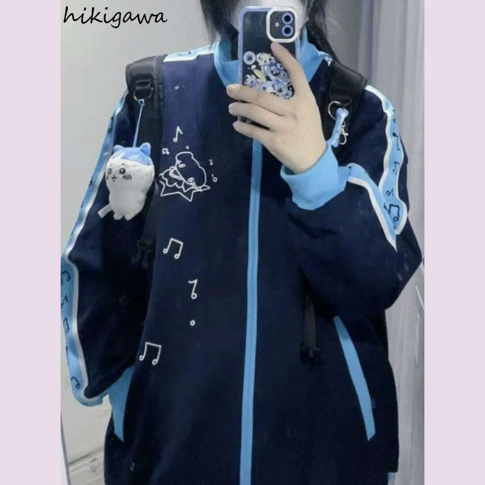 Streetwear Sweatshirts Women Stand Neck Zipper Y2k Jackets 2024 Ropa Mujer Dog Embroidery Thicked Oversized Coat Preppy Style - KIMLUD