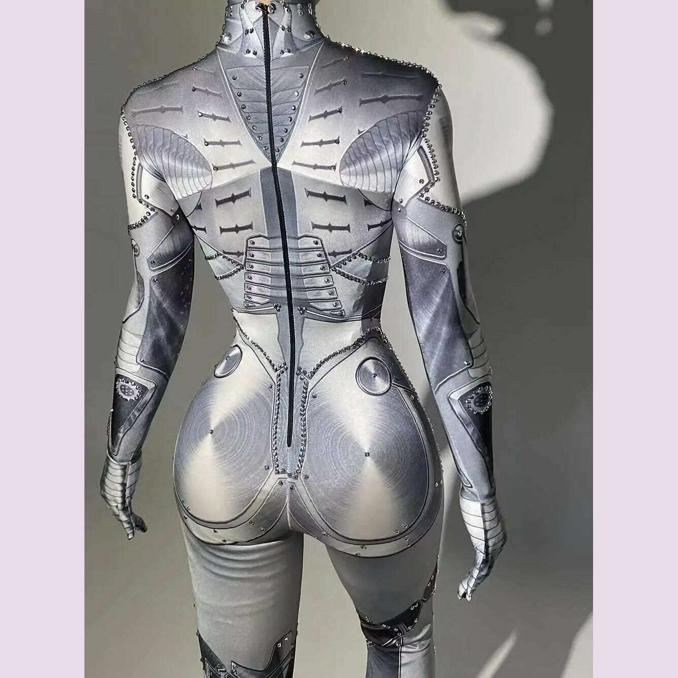 Stretch Spandex Jumpsuits For Women Photo Shoot Props Mardi Gras Clubwear Mechanical Body Suits Pole Dance Costume 2024 Carnival - KIMLUD