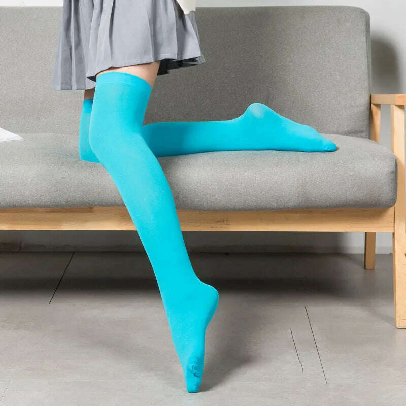Stretch Stocking Velvet Calze Over Knee Socks Solid Color Temptation Stockings High Students 1 Pair Warm Thigh Long Socks - KIMLUD
