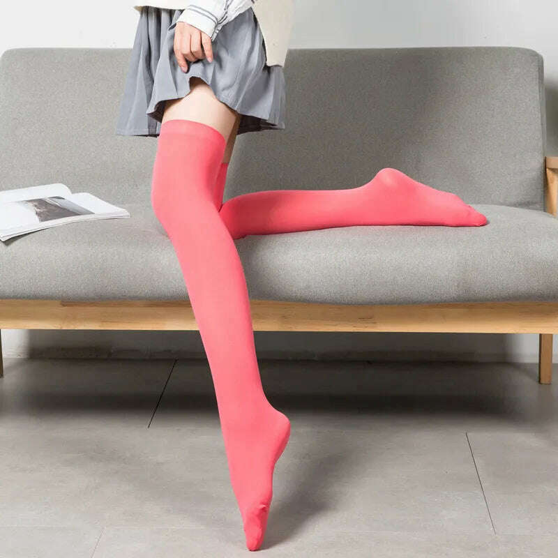 Stretch Stocking Velvet Calze Over Knee Socks Solid Color Temptation Stockings High Students 1 Pair Warm Thigh Long Socks - KIMLUD