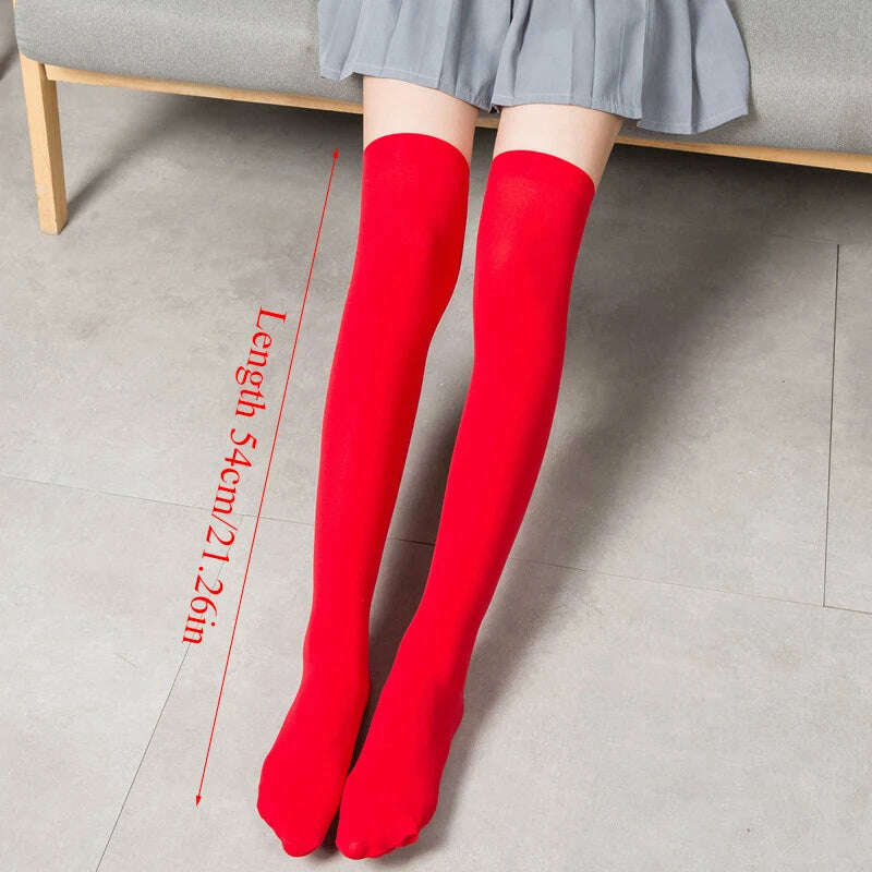 Stretch Stocking Velvet Calze Over Knee Socks Solid Color Temptation Stockings High Students 1 Pair Warm Thigh Long Socks - KIMLUD