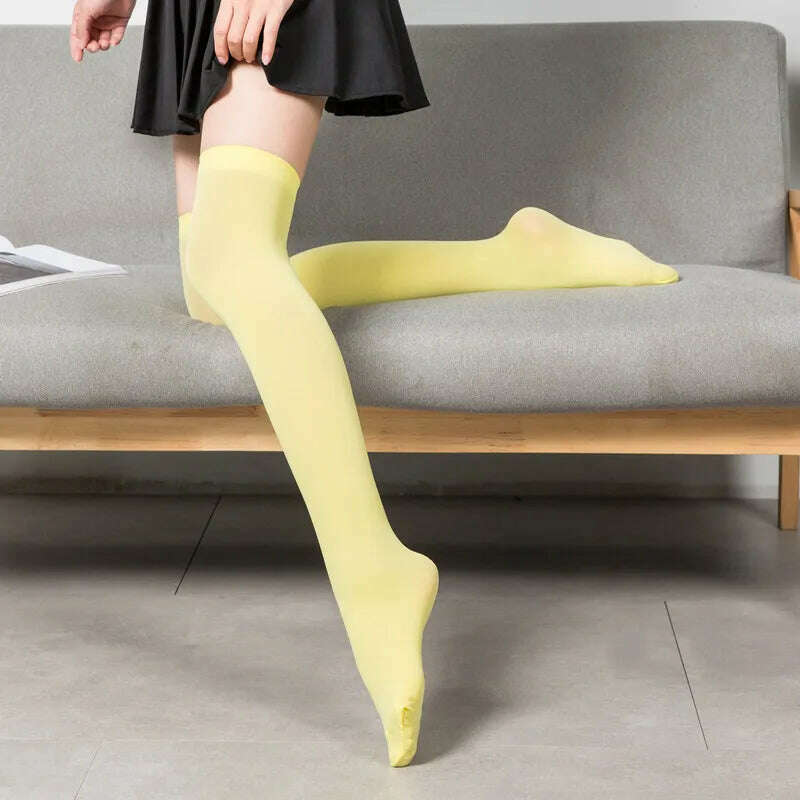 Stretch Stocking Velvet Calze Over Knee Socks Solid Color Temptation Stockings High Students 1 Pair Warm Thigh Long Socks - KIMLUD