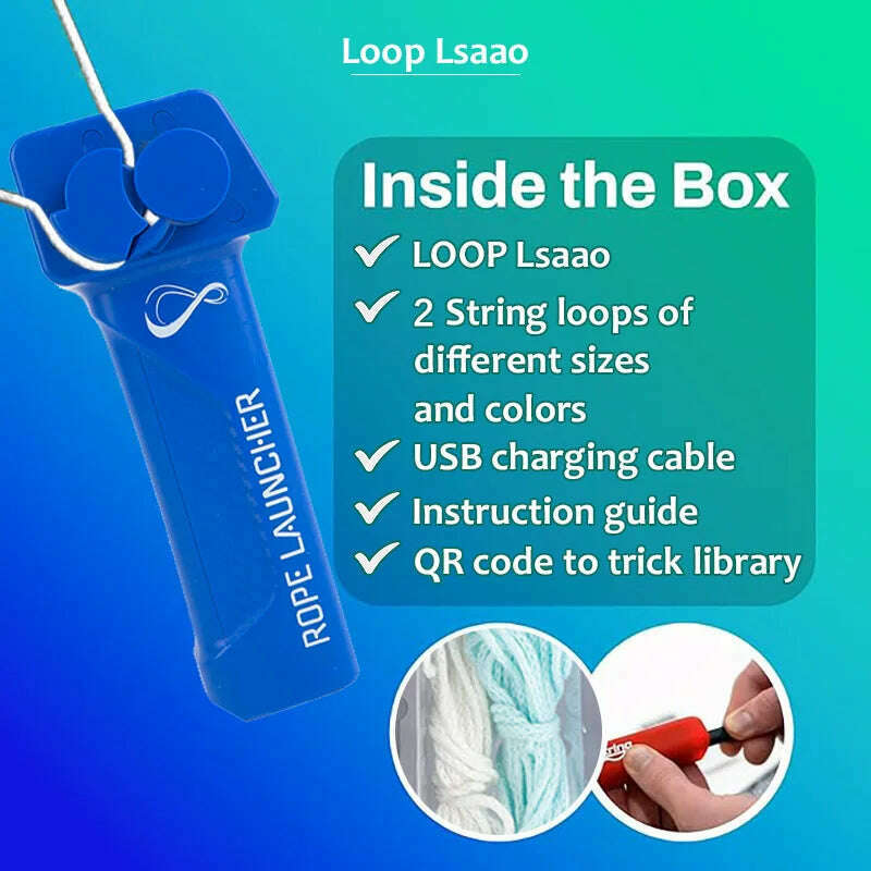 String Rope Launcher Fidget Toy Loop Rope Glow in The Dark USB Electric String Rope Launcher Handheld String Cool Toy Gift - KIMLUD