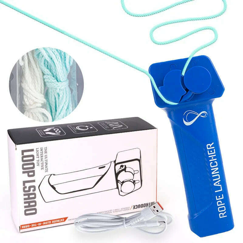 String Rope Launcher Fidget Toy Loop Rope Glow in The Dark USB Electric String Rope Launcher Handheld String Cool Toy Gift - KIMLUD