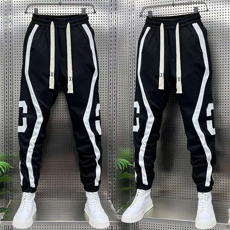 KIMLUD, Striped Lettering Fashion Sweatpants Casual Jogger Pants Men's Harem Trousers High Quality Designer Brand Clothing, KIMLUD Women's Clothes