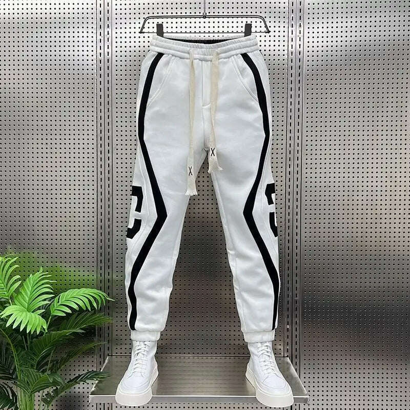 KIMLUD, Striped Lettering Fashion Sweatpants Casual Jogger Pants Men's Harem Trousers High Quality Designer Brand Clothing, KIMLUD Womens Clothes