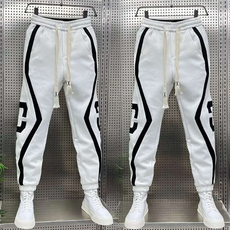Striped Lettering Fashion Sweatpants Casual Jogger Pants Men's Harem Trousers High Quality Designer Brand Clothing - KIMLUD
