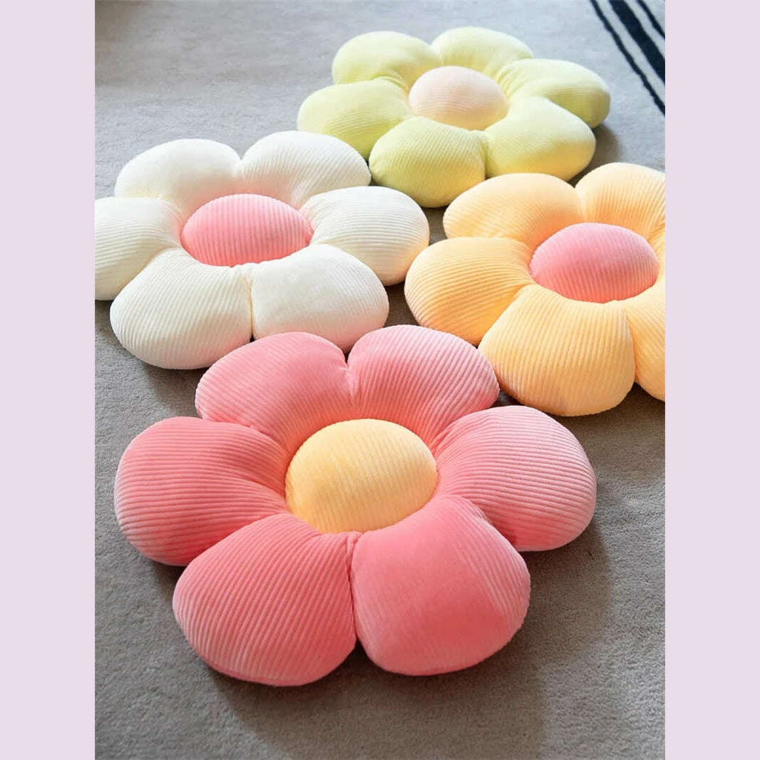 Stuffed Six Petal Flower Cushion Girly Room Decor SunflowerSetting for Kids Bedroom Seat Pillow Pillow Bay Window Pink Flower - KIMLUD