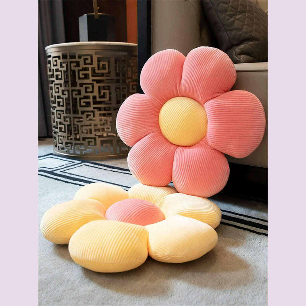 Stuffed Six Petal Flower Cushion Girly Room Decor SunflowerSetting for Kids Bedroom Seat Pillow Pillow Bay Window Pink Flower - KIMLUD