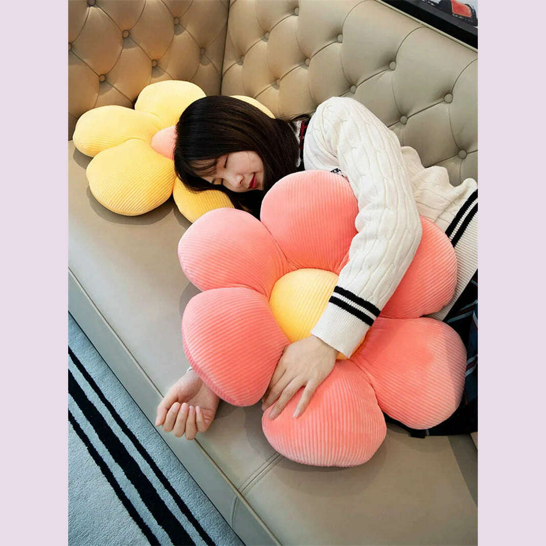 Stuffed Six Petal Flower Cushion Girly Room Decor SunflowerSetting for Kids Bedroom Seat Pillow Pillow Bay Window Pink Flower - KIMLUD