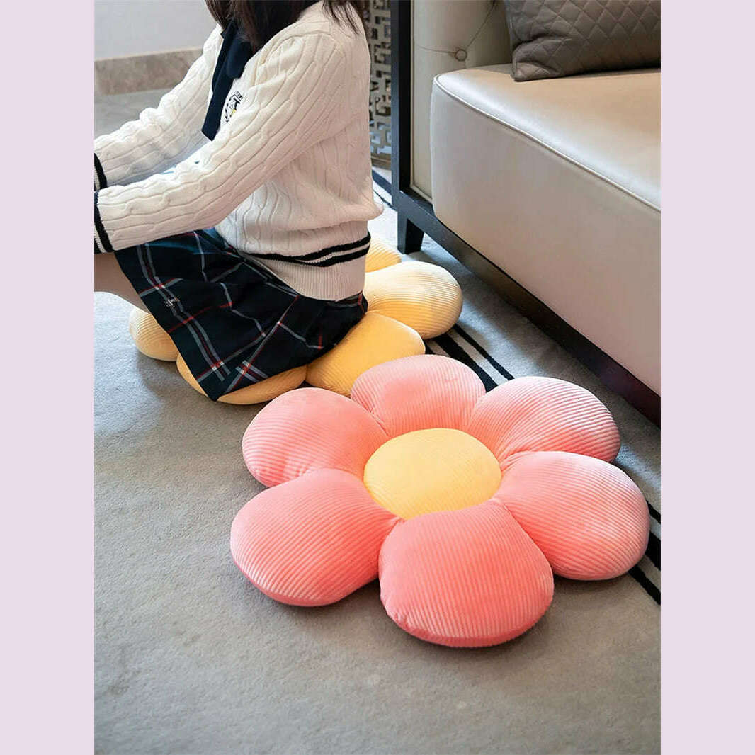 Stuffed Six Petal Flower Cushion Girly Room Decor SunflowerSetting for Kids Bedroom Seat Pillow Pillow Bay Window Pink Flower - KIMLUD