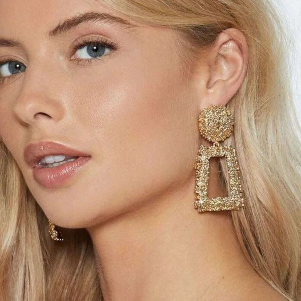 KIMLUD, Stylish Vintage Flower Stud Earrings Premium Alloy Irregular Spiral Fan Leaf Earrings For Women Party, KIMLUD Womens Clothes