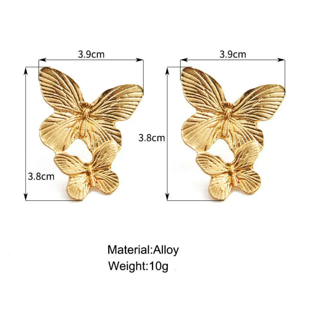 KIMLUD, Stylish Vintage Flower Stud Earrings Premium Alloy Irregular Spiral Fan Leaf Earrings For Women Party, KIMLUD Womens Clothes
