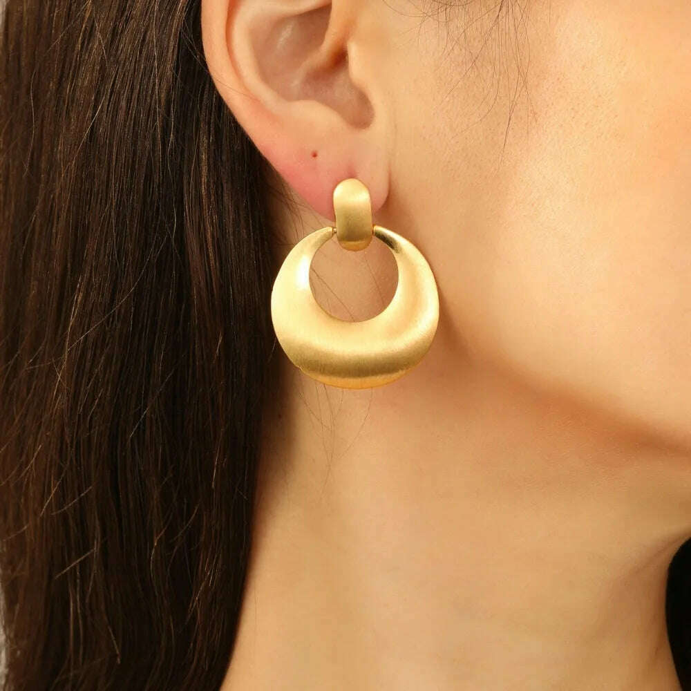 KIMLUD, Stylish Vintage Flower Stud Earrings Premium Alloy Irregular Spiral Fan Leaf Earrings For Women Party, 9, KIMLUD APPAREL - Womens Clothes