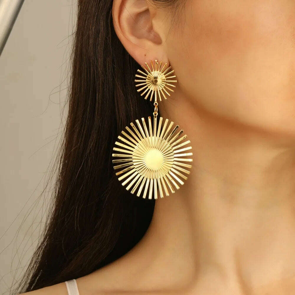 KIMLUD, Stylish Vintage Flower Stud Earrings Premium Alloy Irregular Spiral Fan Leaf Earrings For Women Party, KIMLUD Womens Clothes