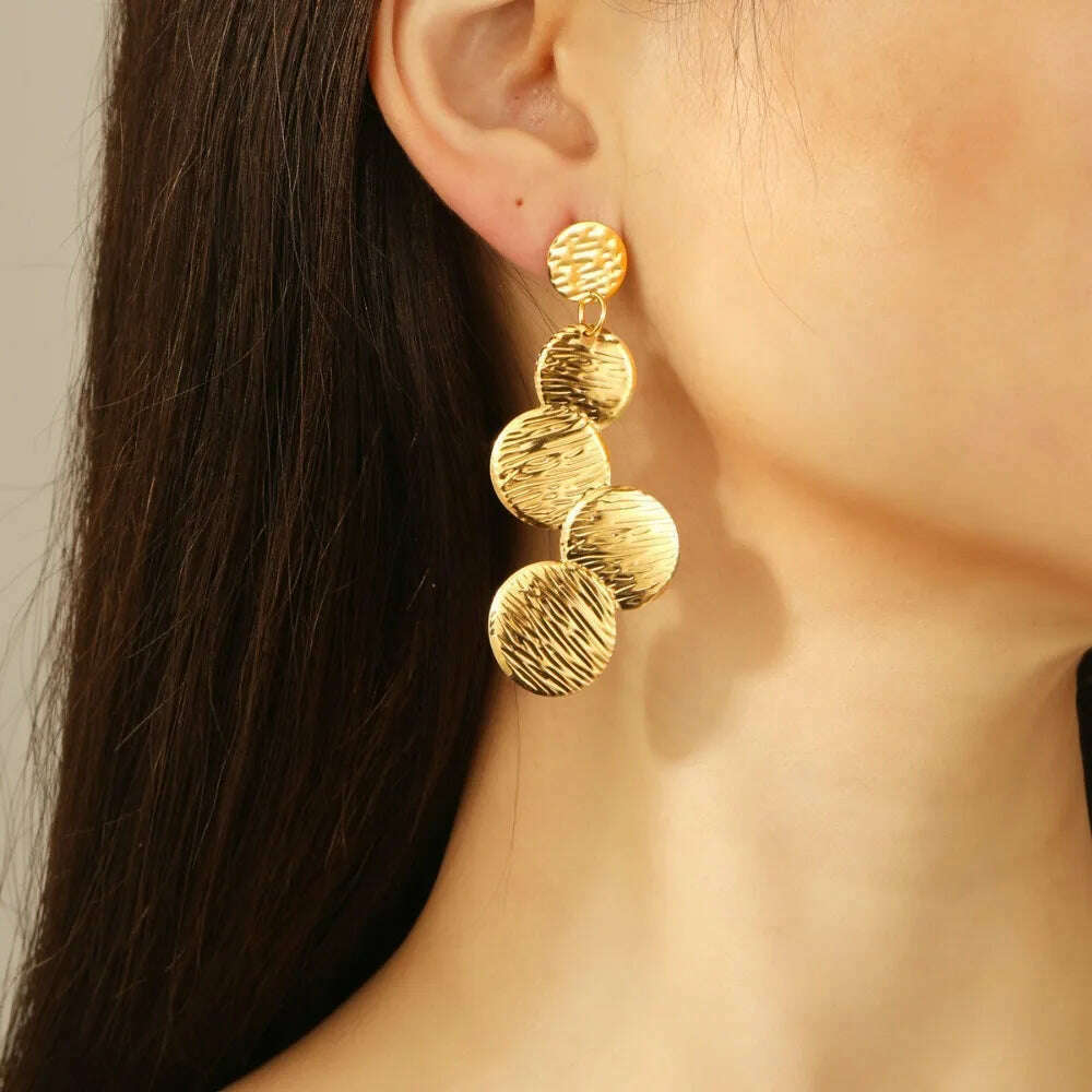 KIMLUD, Stylish Vintage Flower Stud Earrings Premium Alloy Irregular Spiral Fan Leaf Earrings For Women Party, KIMLUD Womens Clothes