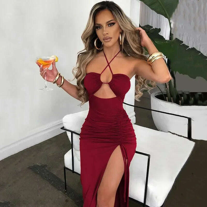 Summer Dresses Slit Dress Elegant Dresses For Women For Women Mid-Length Skirt Versatile Female Dresses Fashion Dresses Vestidos - KIMLUD