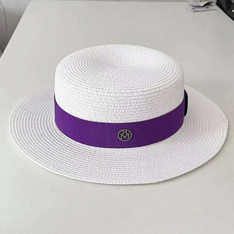 KIMLUD, Summer Hats for Women Casual Wide Brim Straw Hat Vacation Seaside Panama Beach Hats Women Fedora Hat Chapeu Feminino, 4, KIMLUD Womens Clothes