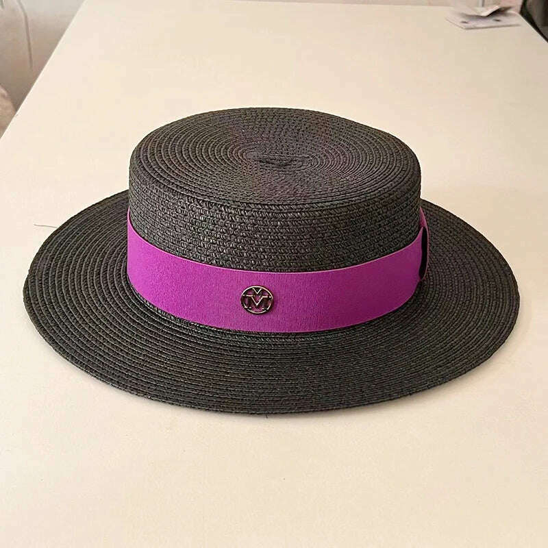 KIMLUD, Summer Hats for Women Casual Wide Brim Straw Hat Vacation Seaside Panama Beach Hats Women Fedora Hat Chapeu Feminino, 19, KIMLUD Womens Clothes