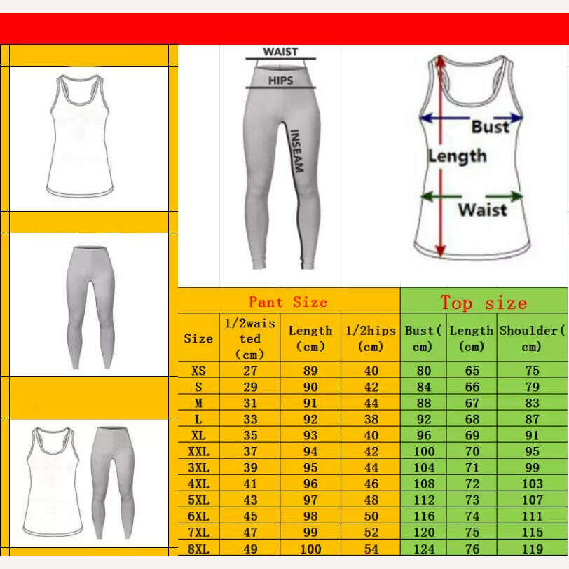 KIMLUD, Summer Ladies Love Horse Print Yoga Sports Pants Sweatpants Leggings Cut Out Back Tank Tops Combo Suit XS-8XL, KIMLUD Womens Clothes