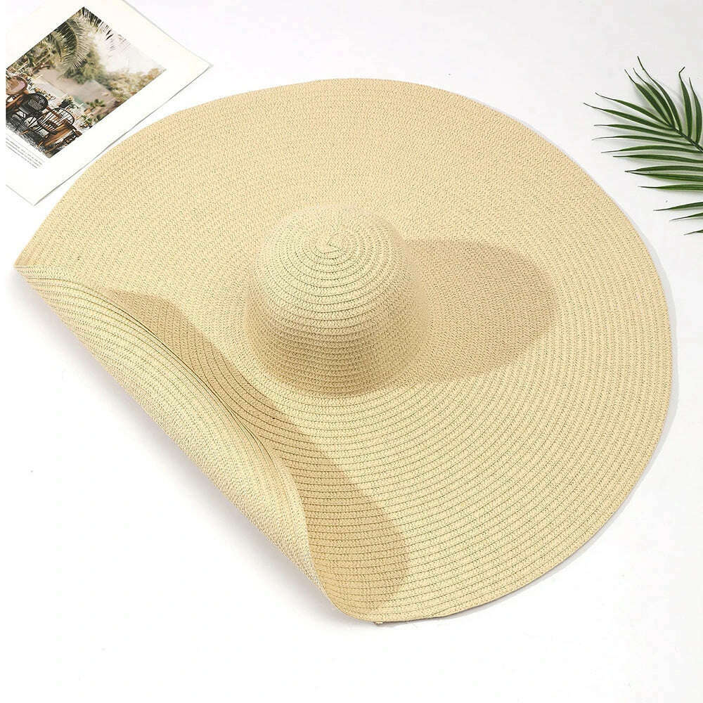 KIMLUD, Summer Large Wide Brim Foldable Sun Hats for Women Oversized Sun Shade Hat Travel Straw Hat Lady UV Protection Beach Hat, KIMLUD Womens Clothes